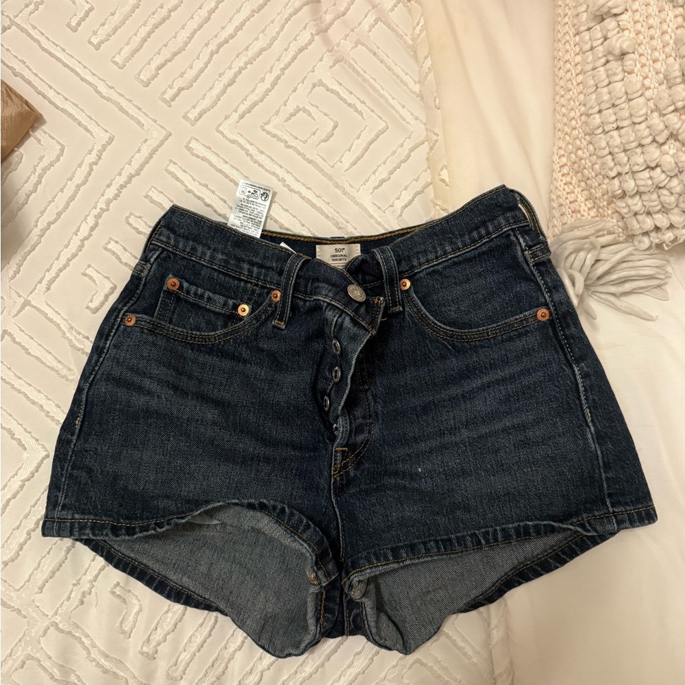 Levi 501 shorts dark wash